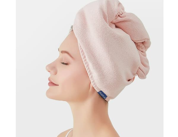 Mikrofiber hårhandduksturban, snabbtorkande hårhandduk Pink Pink
