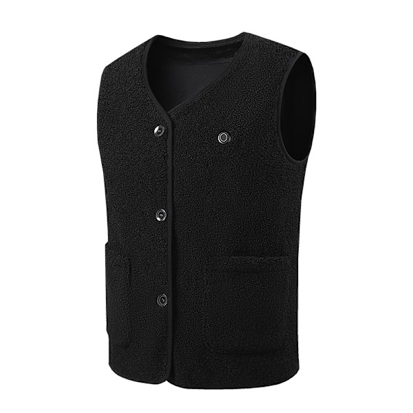 Opvarmet vest Teddy fleecevest med nem betjening, 15 varmezoner Sort 4XL