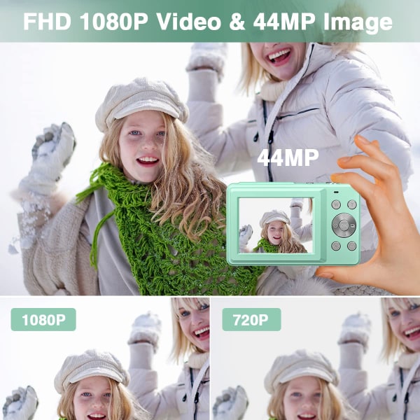 Digitalkamera 44MP/1080P/16X digital zoom/fyllningsljus Grön