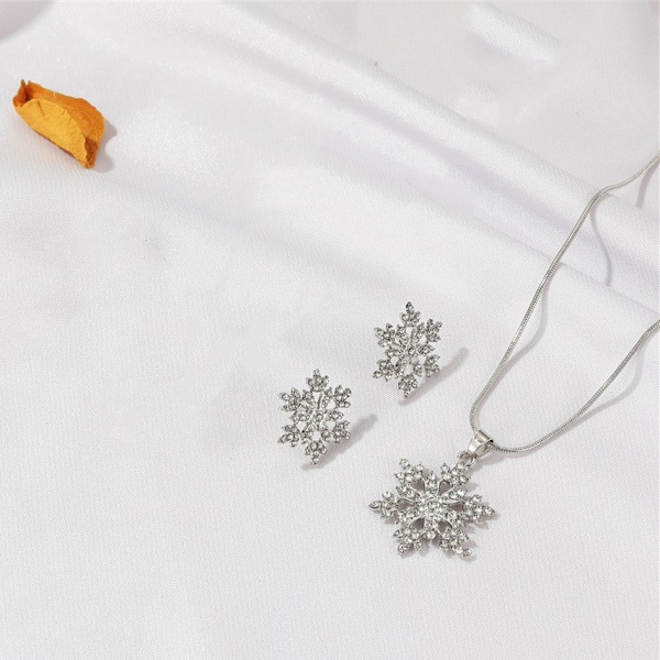 Halsband med Snöflinga Set med 3 delar Silver
