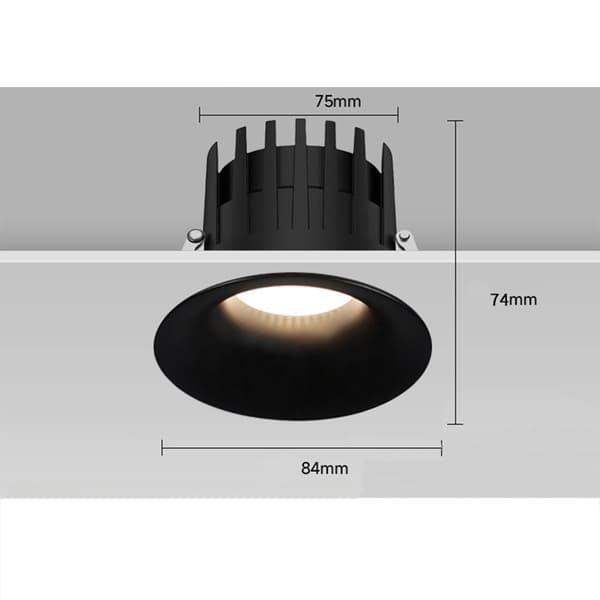 2-Pack 7W LED Infällda Downlights, 75mm Utskärning, 4000K, Svart Aluminiumlegering