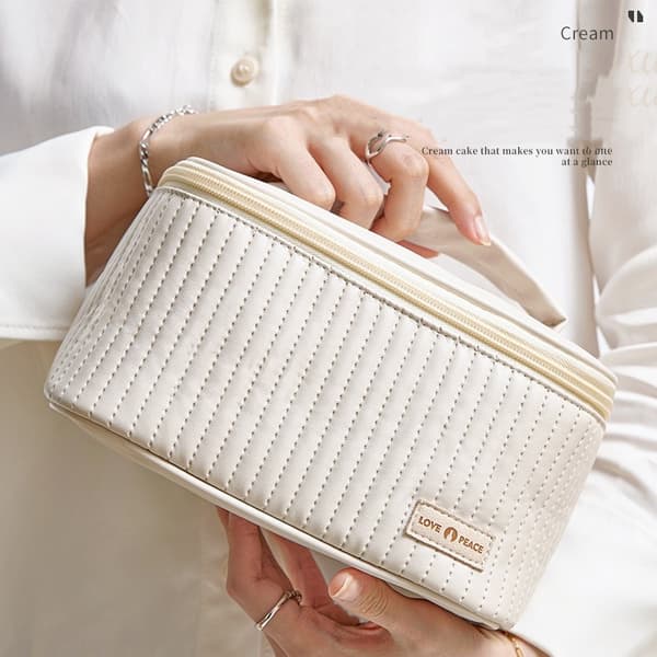 Ny Open-Top Håndtaske Kosmetiktaske Beige Beige
