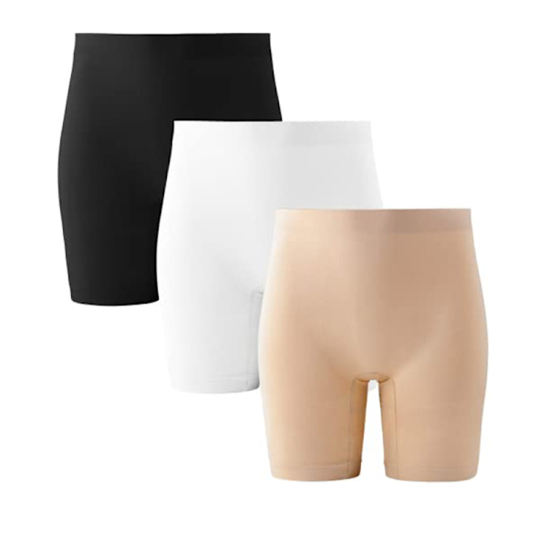 Sömlösa säkerhetsshorts med mitten av midjan för kvinnor, 3-pack XL