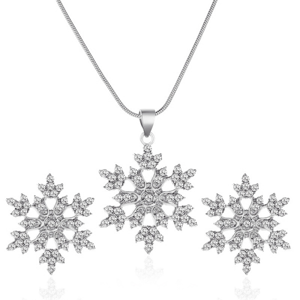 Halsband med Snöflinga Set med 3 delar Silver