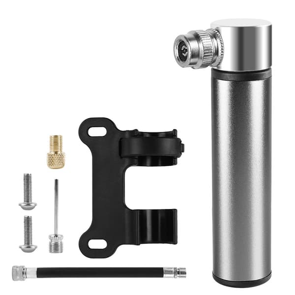 Minicykelpump i aluminiumlegering med fäste Silver