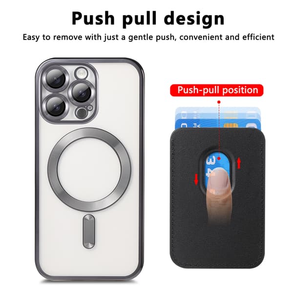 Sort Magnetisk Belagt Kortfodral Cover kompatibelt med iPhone 15 Pro iPhone 15 Pro