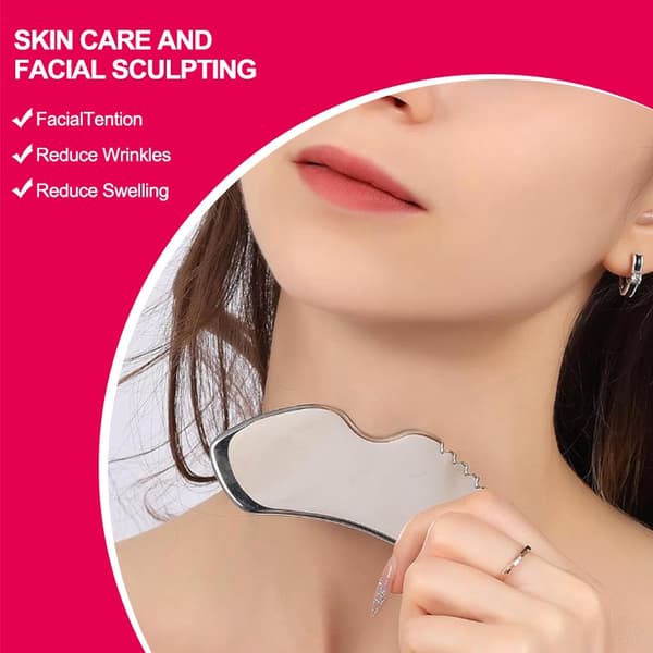 Rostfritt Stål Gua Sha Ansiktsverktyg - Vingformat Fascia Skrapmassagebräda