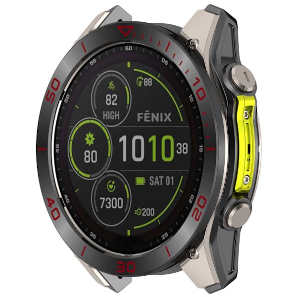 Premium Garmin Tactix 8 AMOLED Bezel - Sort & Rød Accent