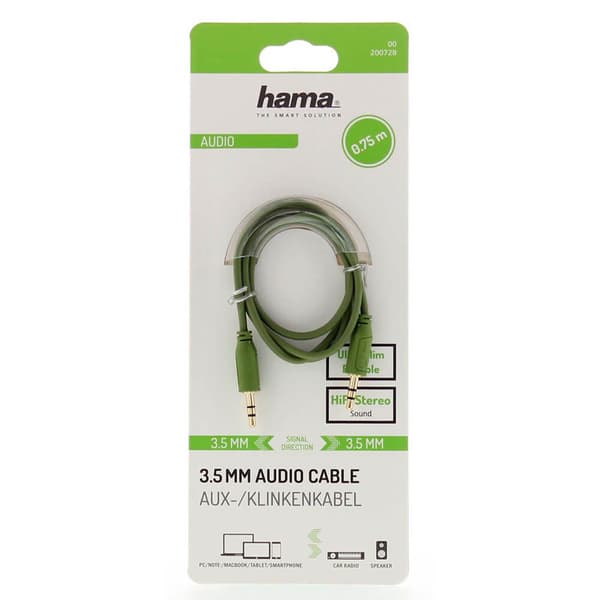 Cable Audio Flexi-Slim 3.5mm-3.5mm Gold Green 0.75m