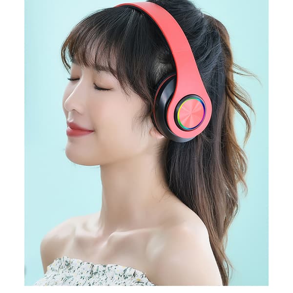 Vibrerande Röda Over-Ear Bluetooth Hörlurar B39 - Trådlösa