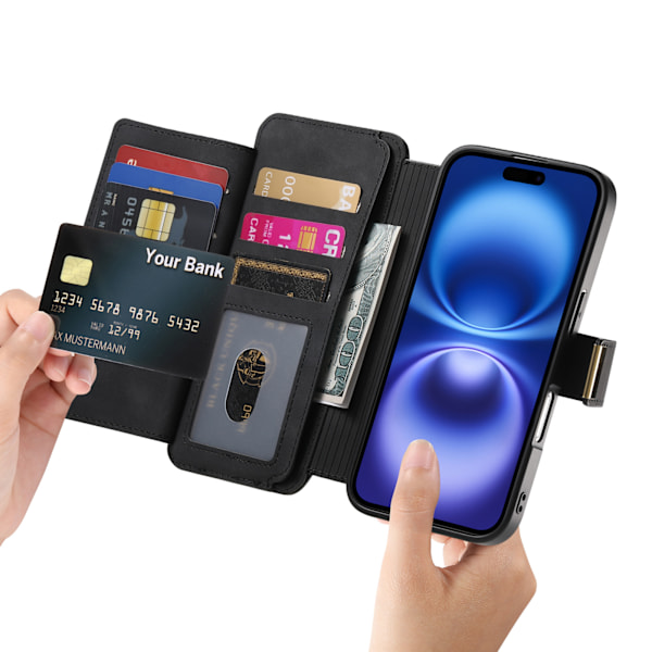 iPhone 15 Plus pungetui med ring & stander, magnetisk flipcover