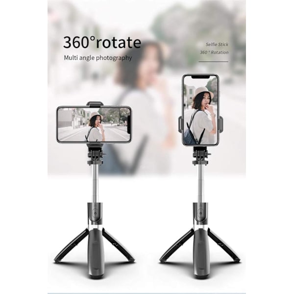 INF Selfie stick/mobilstativ med fjernbetjening, kamera og Gopro kompatibel 19-100 cm