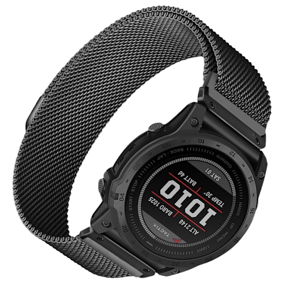 Quick Release Milanese Metal Watch Strap til Garmin Fenix 7X Pro/Fenix 58 Sort 26 mm