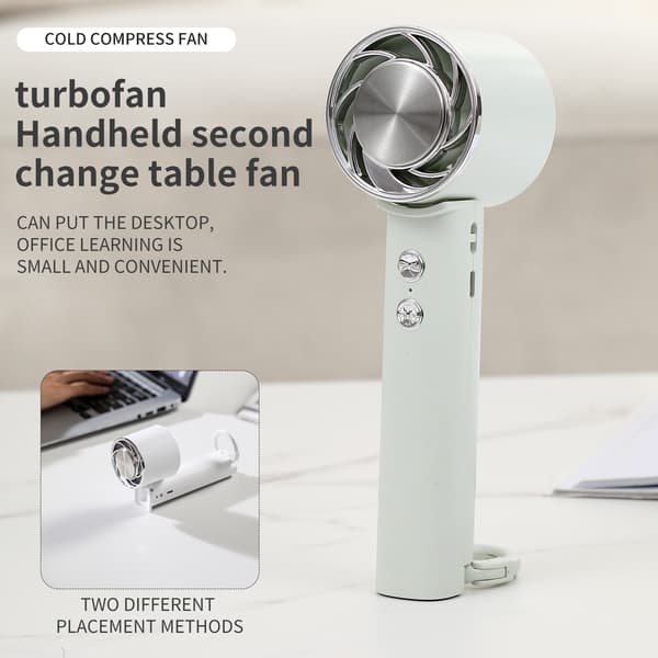 Bærbar nakkeventilator, sammenfoldelig bladløs ventilator med 90° rotation White White