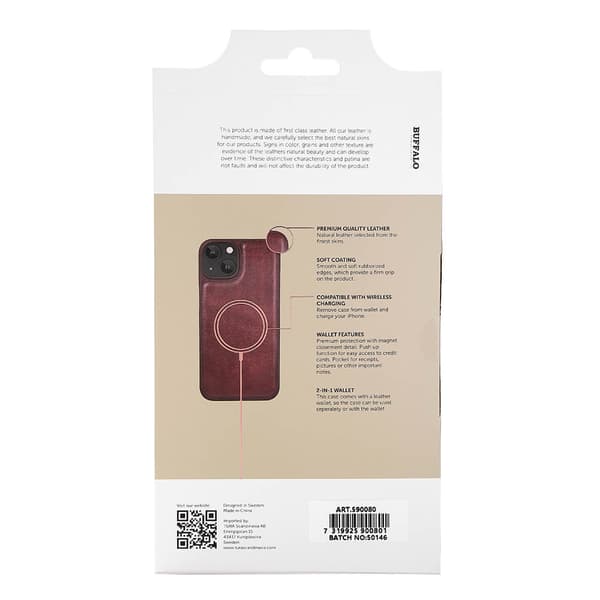 2in1 Wallet Leather 3 card iPhone 13/14/15 Brown