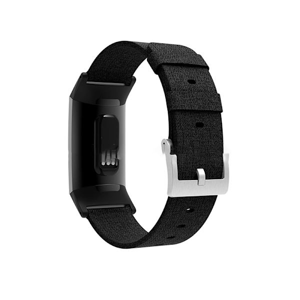 Klockarmband i canvasnylon för Fitbit Charge 3 Svart