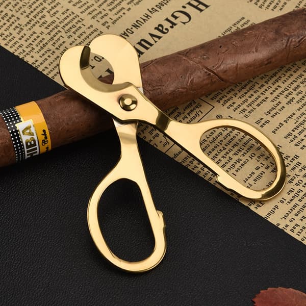 Kunstnerisk cigar cutter i rustfrit stål - Håndtryk stil, poleret guld finish