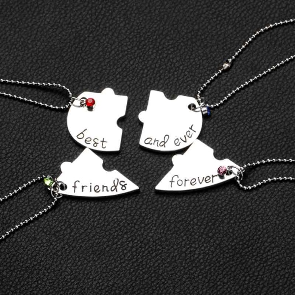Hjärtpusselhalsband "Best Friends for Ever and Ever" 4 st Zinkle