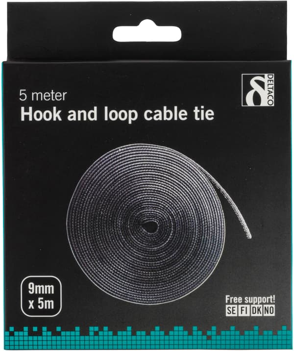 Hook and loop fastener cable ties, width 10mm, 5m, black