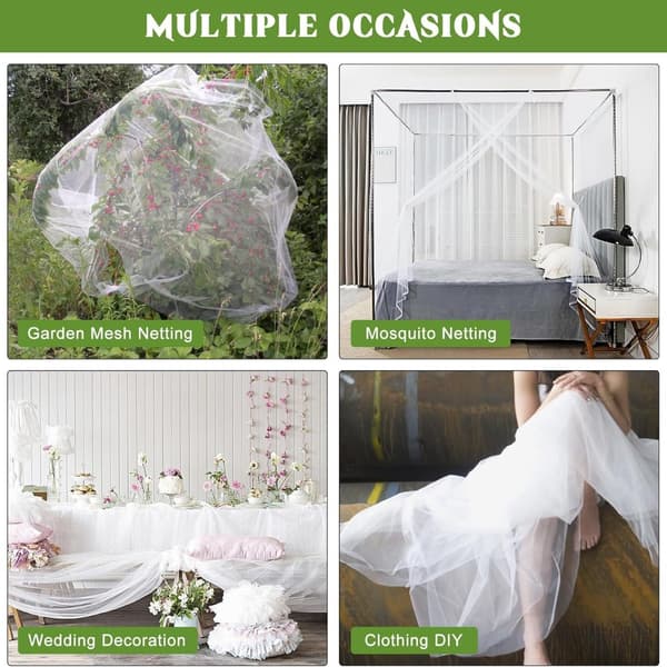 Polyester myggenet 2.4m x 6m - foldbart uden ramme til have, pavillon, seng og camping, åndbart insektnet, let at transportere