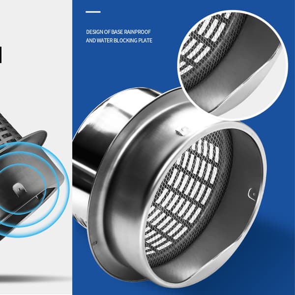 100MM rustfri ventilhætte til emhætteudluftning - cylindrisk ydervægskappe til køkken, vejrbestandig regnhætte, enkel overflademontering