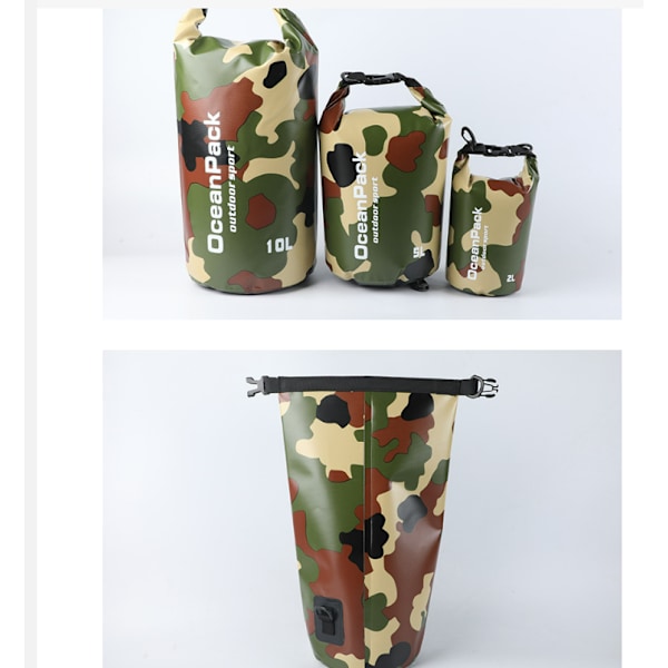 Olkaimeton vedenpitävä reppu ulkoiluun ja retkeilyyn - Camouflage Ruohon väri S