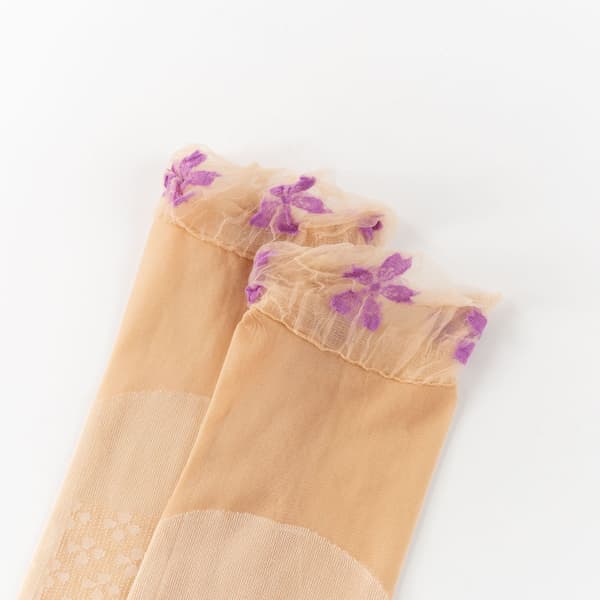 10 par damesilke korte sokker Beige Beige