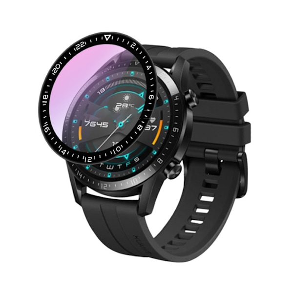 3D-kaareva näytönsuoja Huawei Watch GT2 46 mm:n kellolle - musta