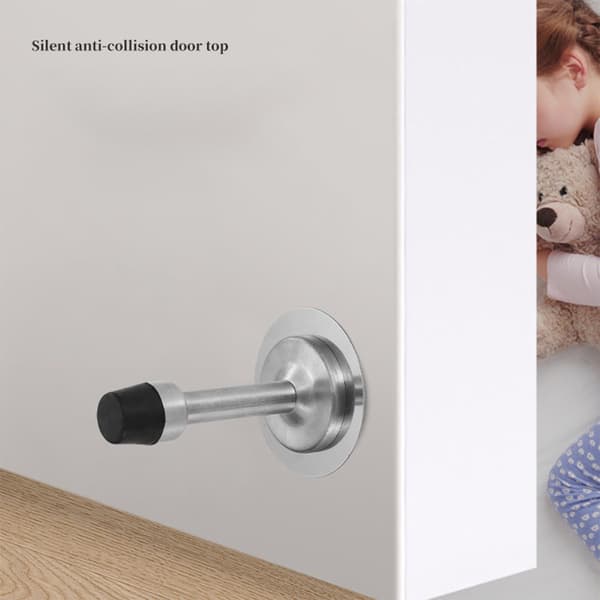 Borrfri Dörrstopp i Rostfritt Stål: Förlängd, Anti-Kollision, Ljudreducerande Silver Silver