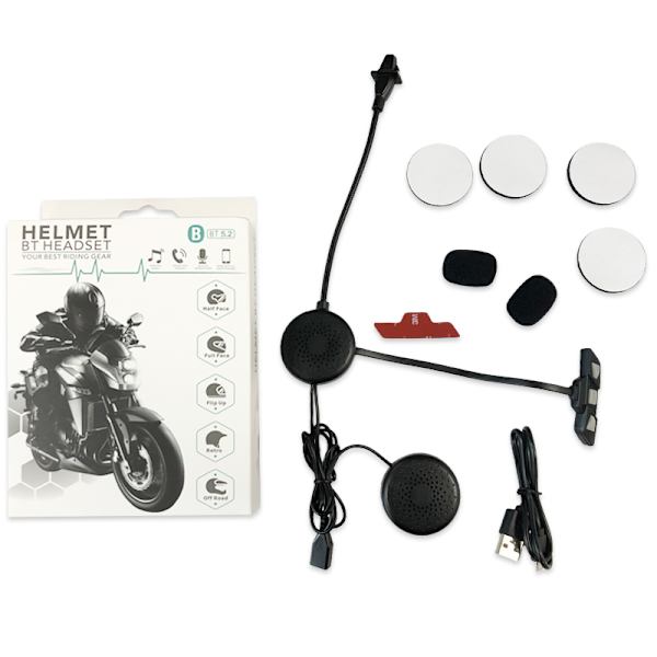 Moottoripyöräkypäräkuuloke Bluetooth 5.2 Black Black