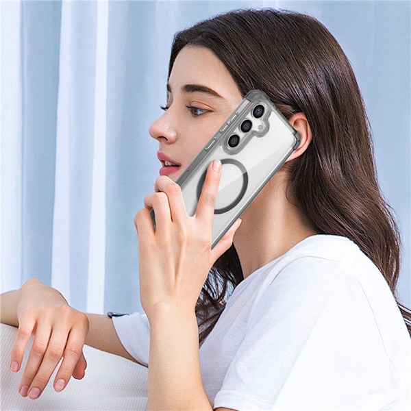 Krystalklar Sort Etui til Samsung S22 Plus - Magnetisk
