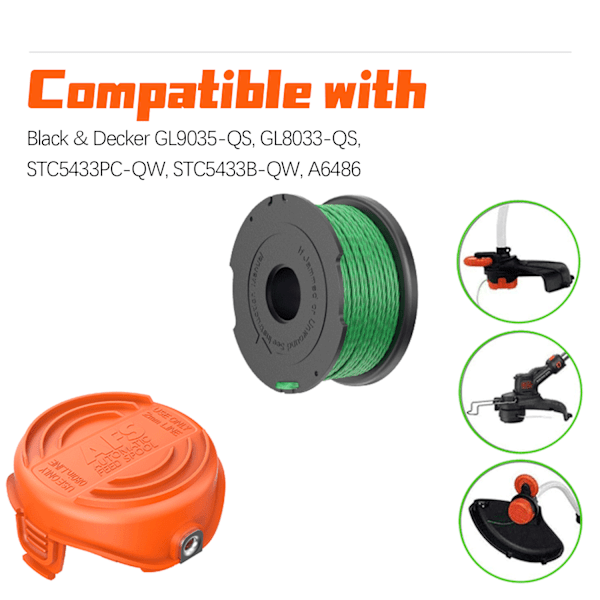 Trimmerspole för Black & Decker GL9035-QS, GL8033-QS, STC5433PC-QW