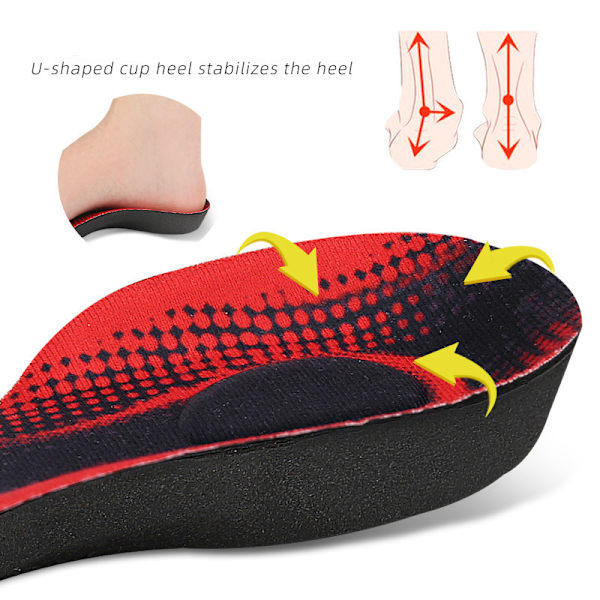 Magnetic Arch Support innersulor Svart+röd M