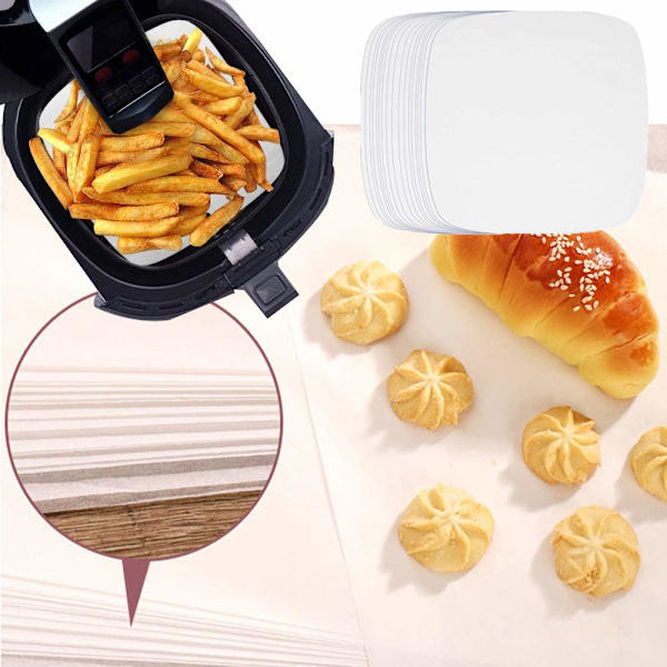 Engångs bakpapper för Airfryer non-stick 18 cm 100-pack Vit