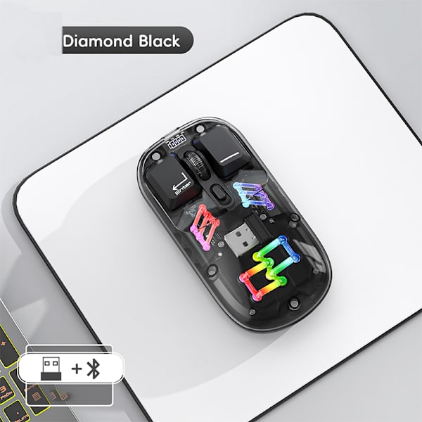 Trådløs mus - 2,4G + Bluetooth - Blæk Sort