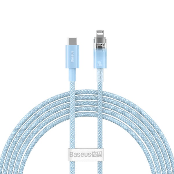 Hurtig opladningskabel Baseus USB-C til Lightning Explorer Series 2m, 20W (blå)