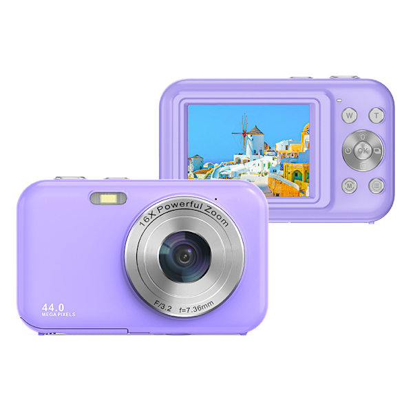 Digikamera 1080P, 44MP, 16x zoom, 2,4 tuuman näyttö Violetti