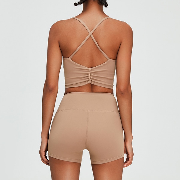 Criss Cross Sports BH og Leggings Sæt Beige M