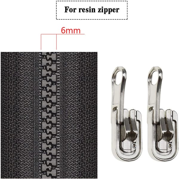 Double Sided Zipper Puller 5# Zipper Replacement 10pcs Silver Silver