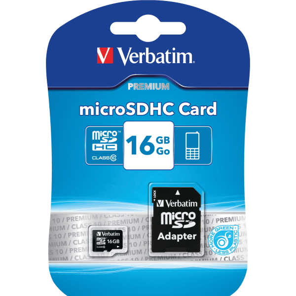 MicroSDHC, 16GB,  Class 10, inkl adapter