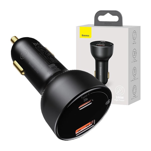 Billaddare Baseus Superme, USB, USB-C, 100W (svart)