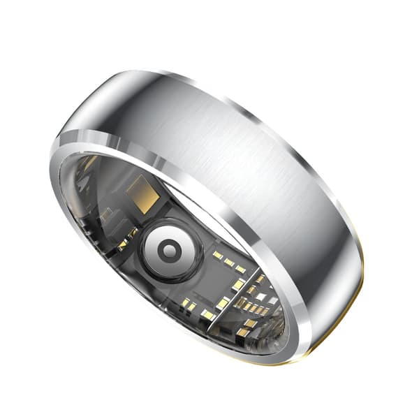 Smart ring med pekskärm och geststyrning för vardagsbruk - rostfritt stål, hjärtfrekvens & SpO2, kompatibelt med Android och iOS Silver 9 Silver 9