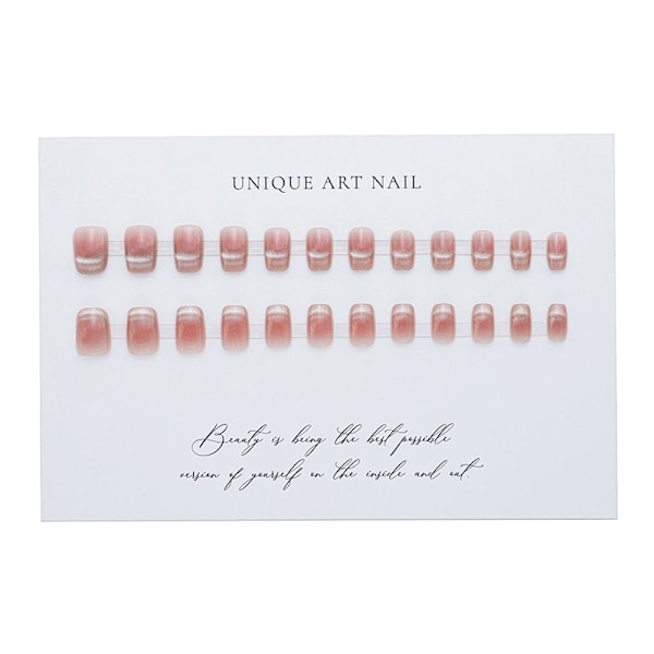 Blush Cat Eye Korte Negleplastre - Elegante og Nemme at Påføre