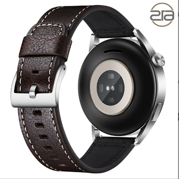 Rem i ægte læder til Samsung Galaxy Watch 4 Kaffe+sort 24 mm