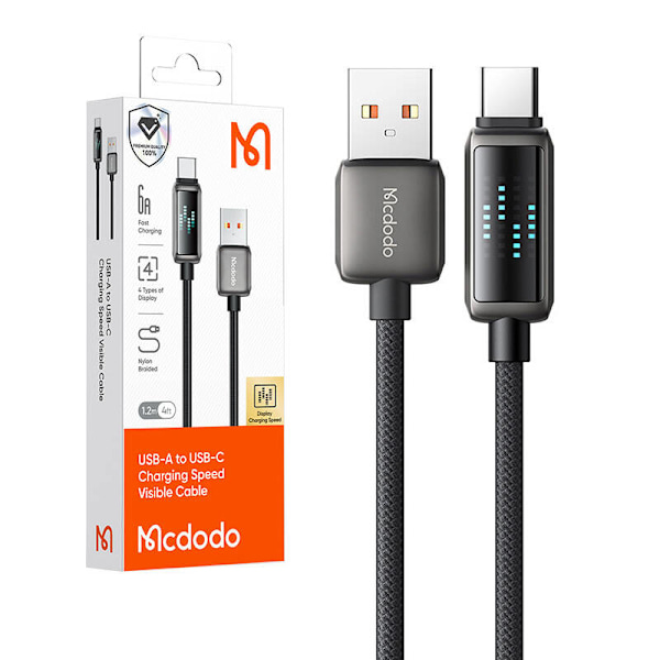 Mcdodo CA-2350 USB-A till USB-C-kabel, 6A, LED-skärm, 1,2 m