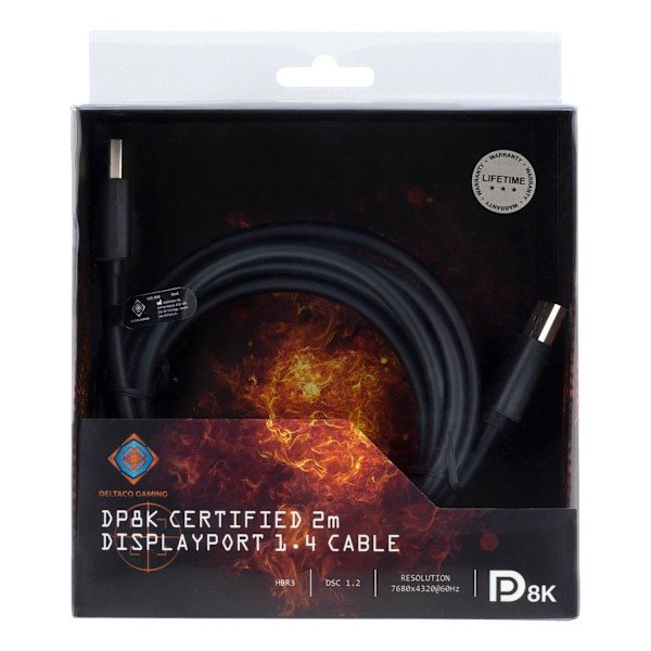 DisplayPort cable, 7680x4320 60Hz, 2m, black