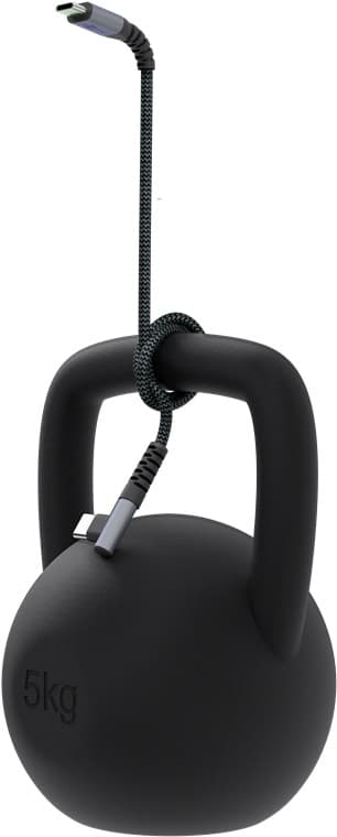 USB-C™ till USB-C™ textilkabel med metallkontakter (rymdgrå/silver), 90°, m