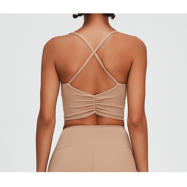 Criss Cross Sports BH og Leggings Sæt Beige S