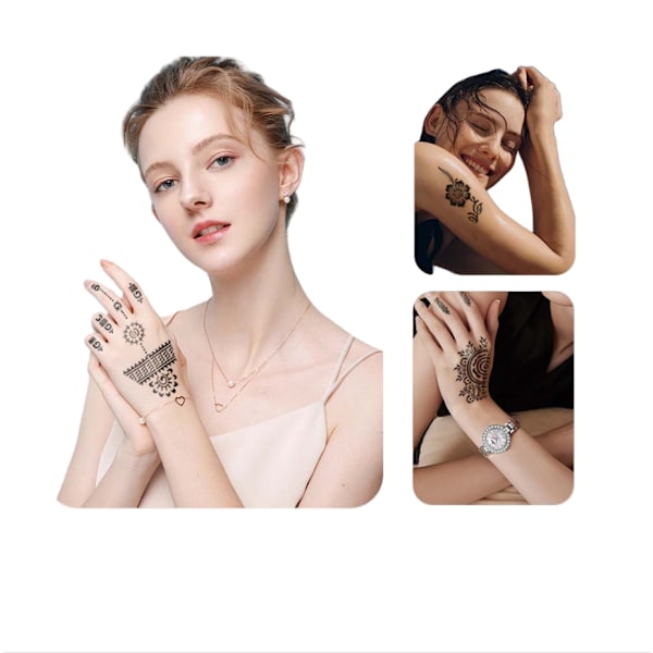 Eleganta Svarta Temporära Handtatueringar - 1 Par Pack model 2