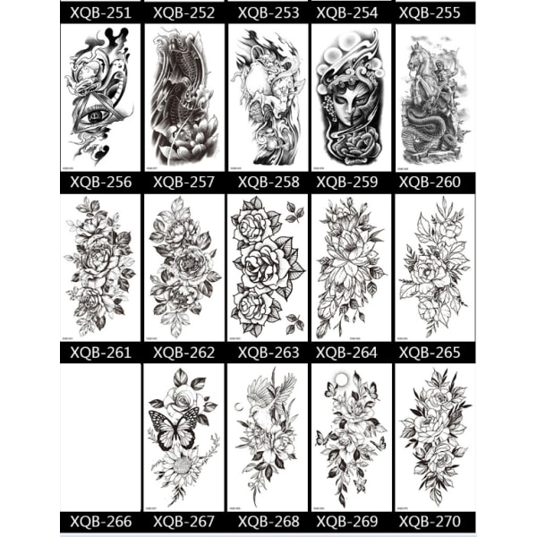 Vattentäta temporära tatueringsklistermärken i 14 delar Flerfärgad